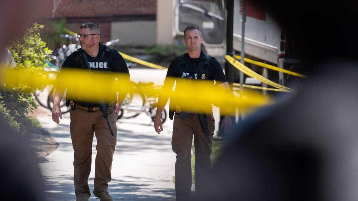 Local and state law enforcement agencies work the scene of an active shooter on the campus of Florida State University on Thursday, April 17, 2025.