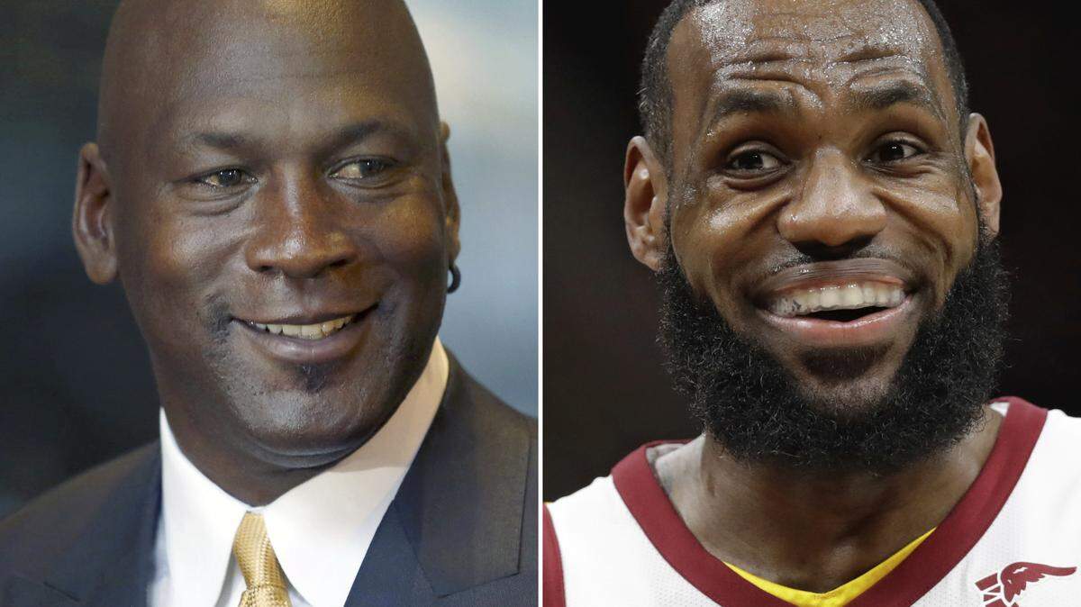 Former Duke star Jay Williams says LeBron James, right, would 'dominate' Michael Jordan, left, 1-on-1.