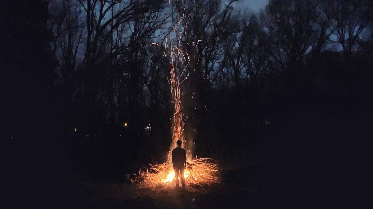 A campfire in Durham, N.C., on March 26, 2019.