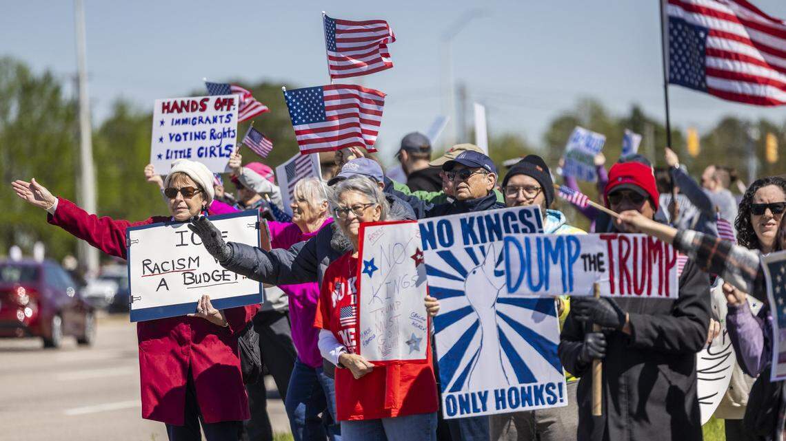 In Raleigh, across the Triangle, ‘No Kings’ protesters rally against Trump policies