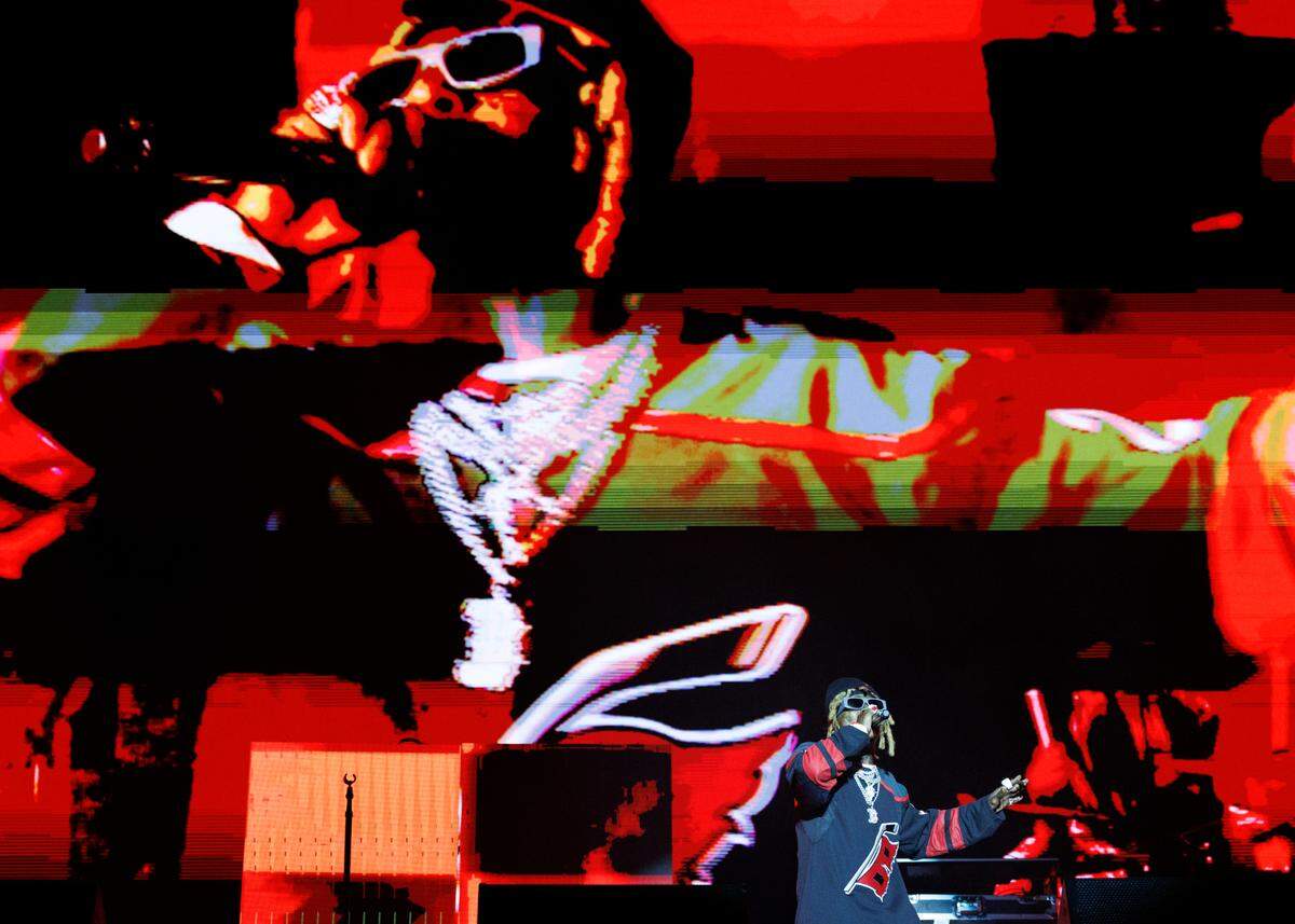 Lil Wayne performs during the fifth Dreamville Festival on Saturday, April 5, 2025, at Dorothea Dix Park in Raleigh, N.C.