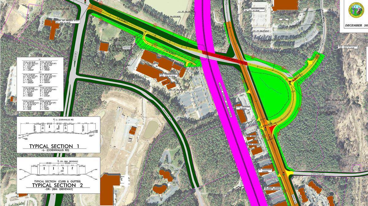 The N.C. Department of Transportation plans to build a bridge that would carry Cornwallis Road over the Norfolk Southern Railroad tracks and South Miami Boulevard.