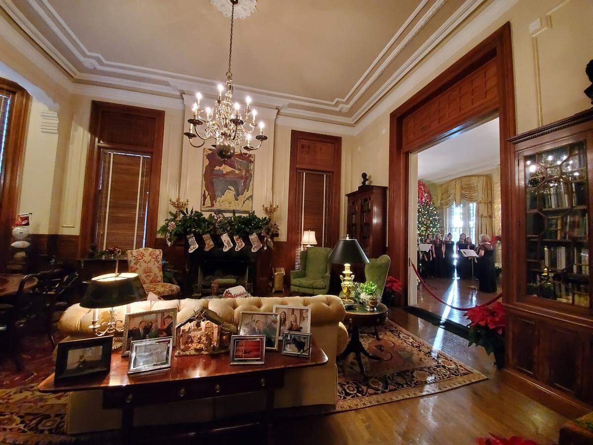 The public is invited to view holiday decorations and listen to live Christmas music at the North Carolina Executive Mansion, pictured here during the 2019 open house, but the 2020 open house is canceled due to coronavirus concerns.