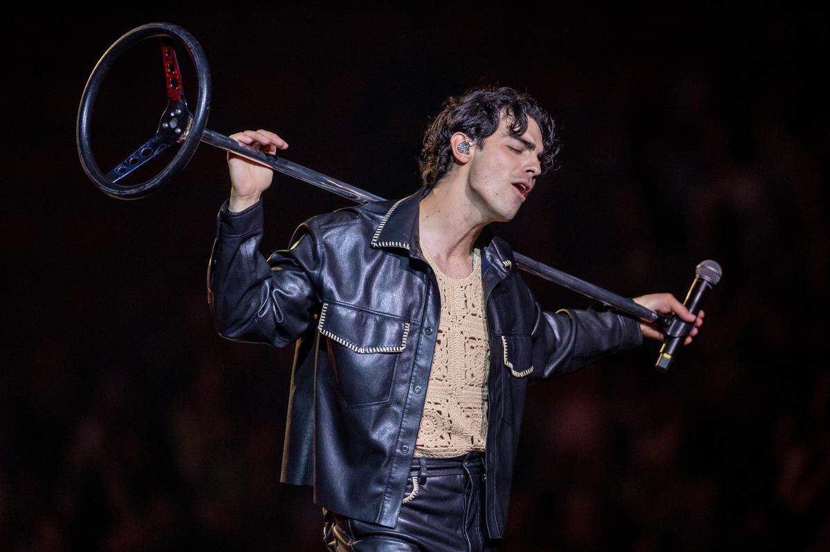 Joe Jonas performs during the Jonas Brothers’ “Five Albums, One Night” tour stop at the PNC Arena on Thursday, September 28, 2023 in Raleigh, N.C.
