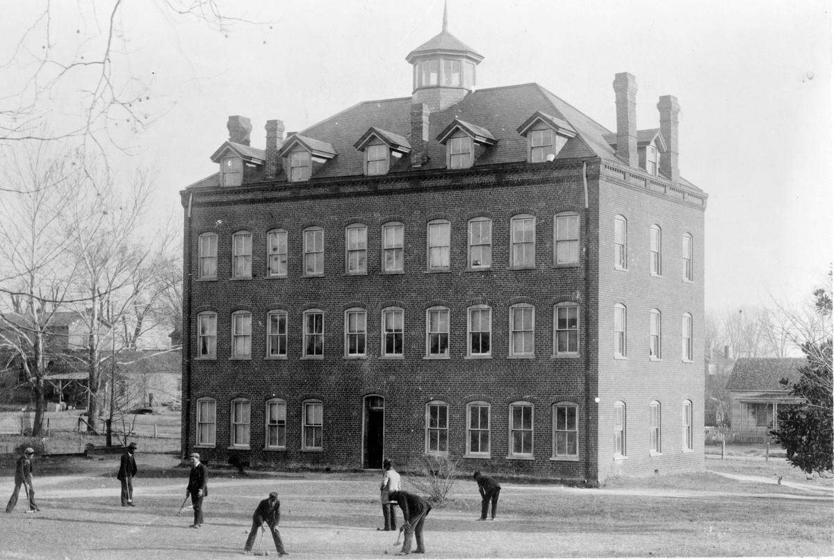 Shaw University medical dormitory, photographed around 1899.