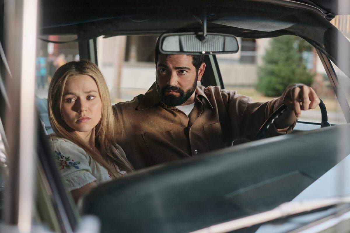 Brec Bassinger, left, as Dawn Longchamp and Jesse Metcalfe as Ormand Longchamp in the Lifetime movie “VC Andrews’ Dawn.”
