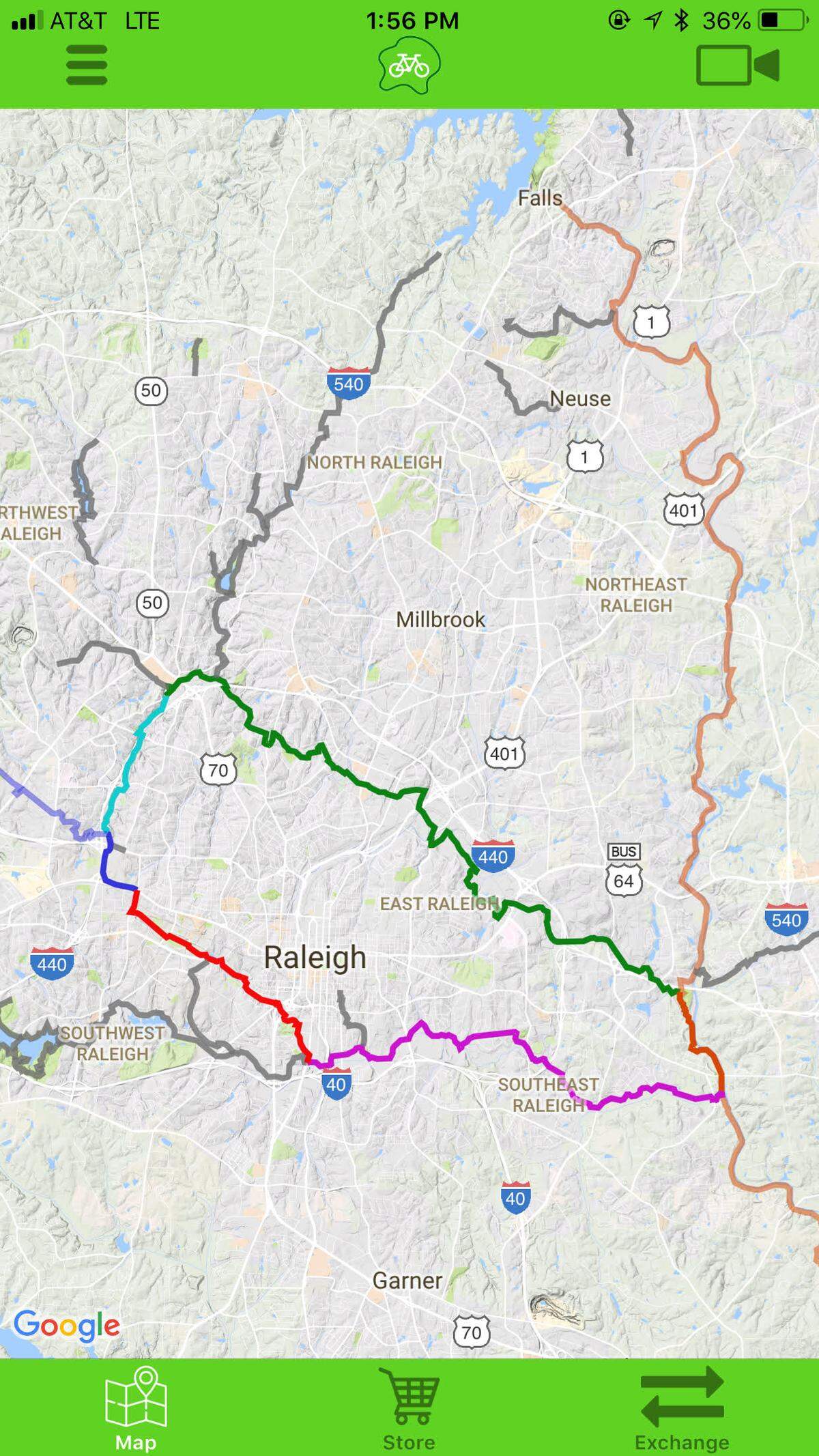 As an app, BikeBeltline shows cyclists the big picture routes in the Triangle, taking them from the greenways in Clayton to the American Tobacco Trail in downtown Durham.