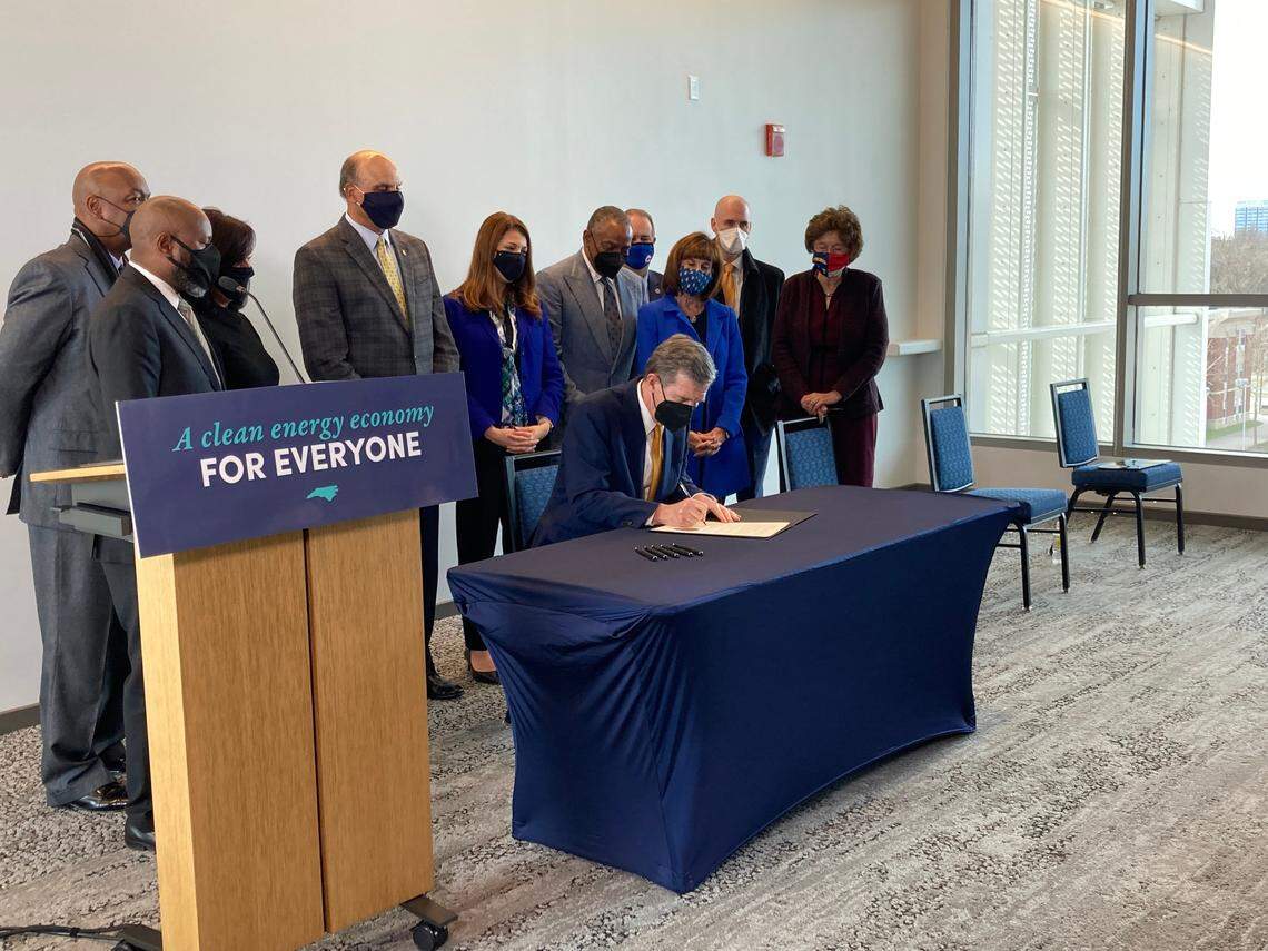 Gov. Roy Cooper signed Executive Order 246 on Jan. 7, 2022, setting a target of a statewide 50% reduction in greenhouse gas emissions by 2030. The order directed the N.C. Department of Transportation to create a Clean Transportation Plan.