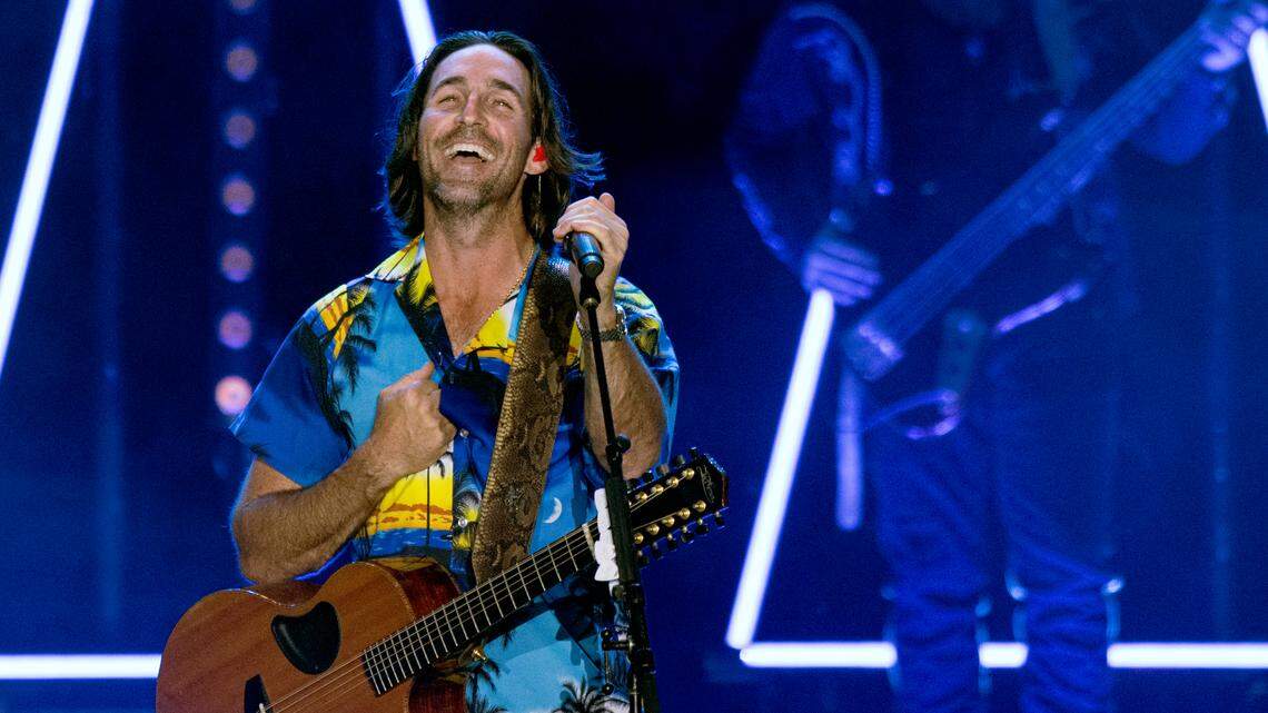 Country music star Jake Owen performs in concert at Raleigh, N.C.’s Red Hat Amphitheater, Thursday night, July 20, 2023.
