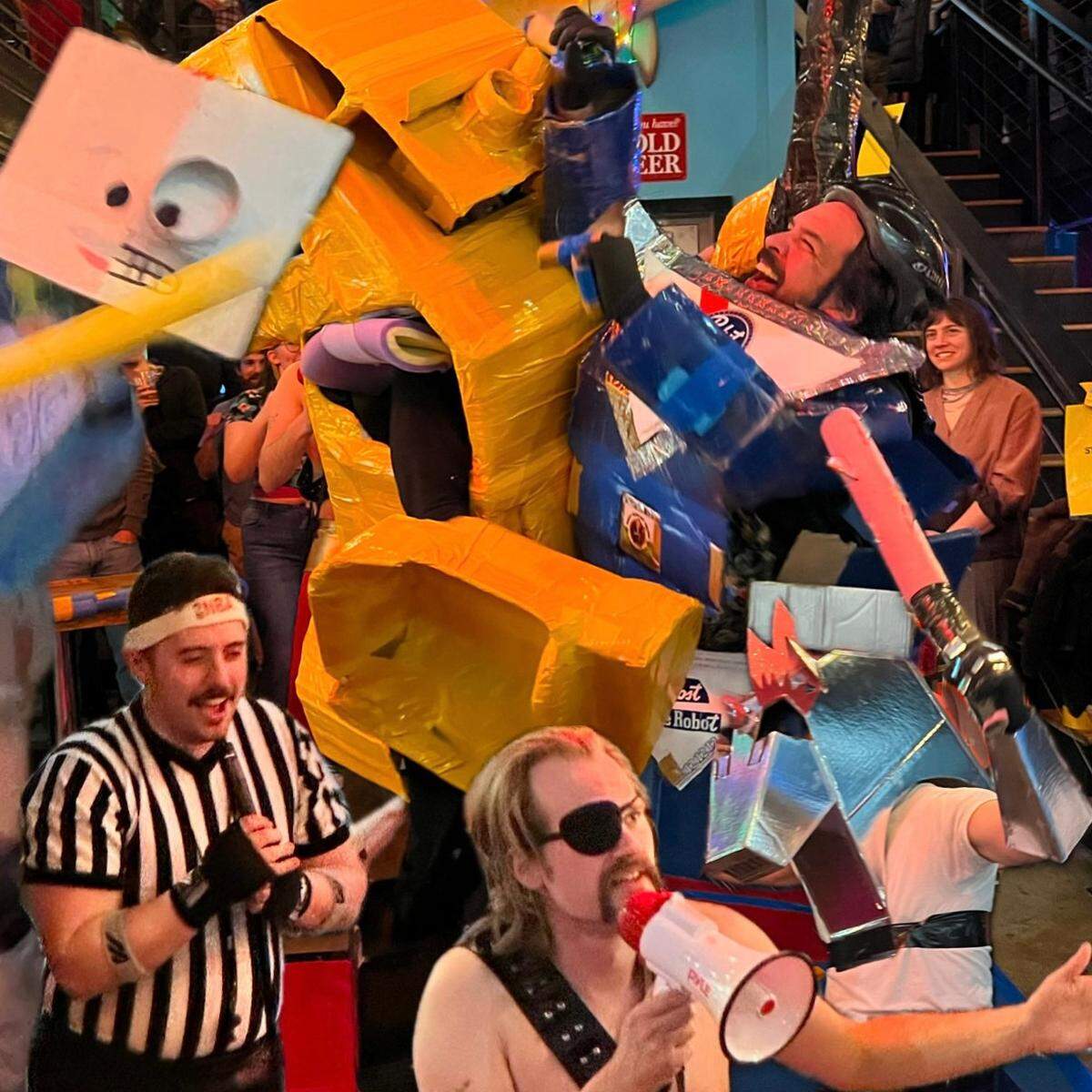 A collage of mayhem from Giant Robot Fight Club in Durham.