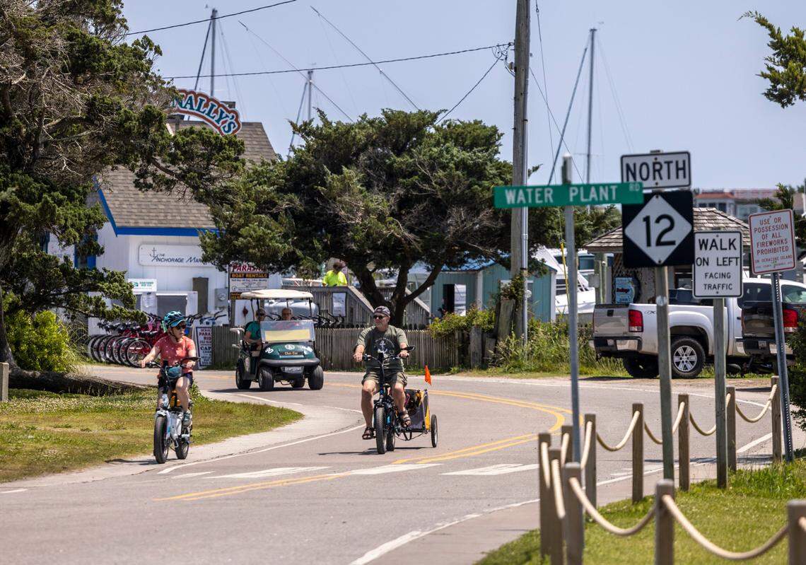 Bicycles and golf carts are the main modes of transportation on Ocracoke Island.