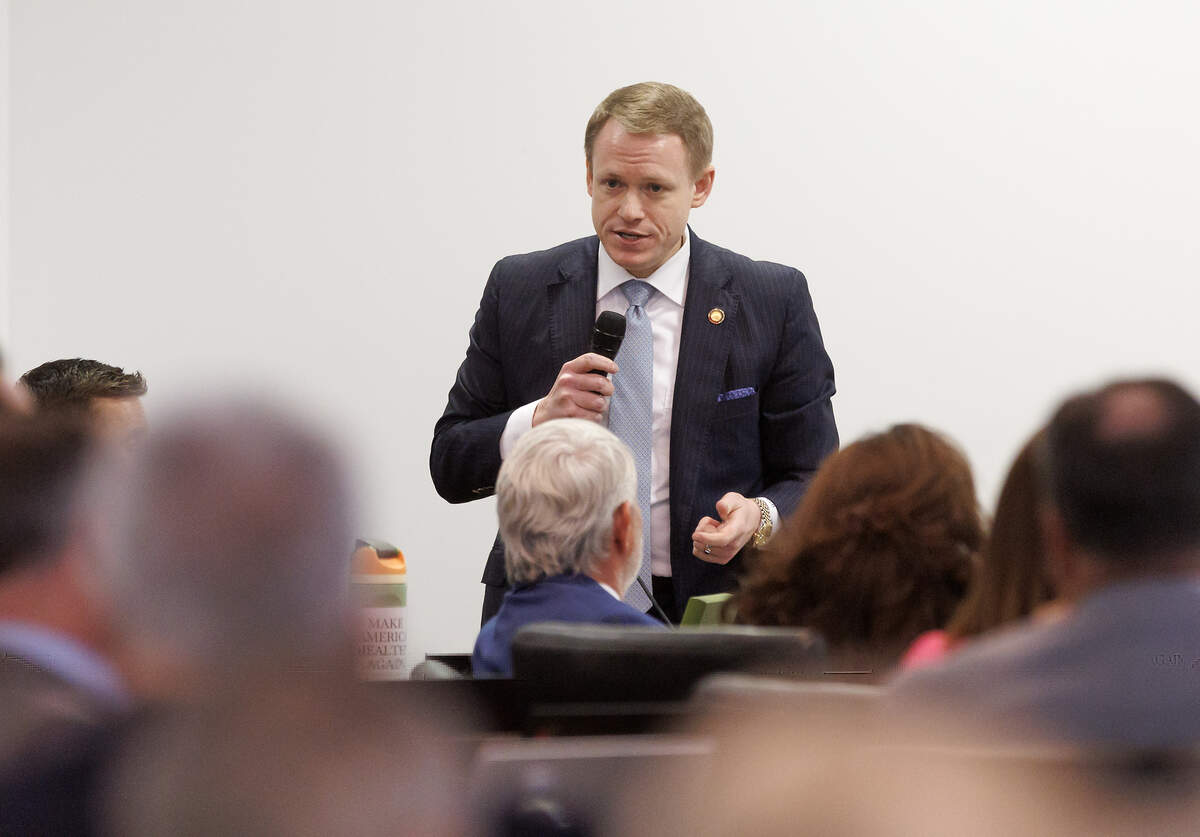 House Speaker Destin Hall speaks about the state budget bill during the House session on Wednesday, July 1, 2026, at the Legislative Building in Raleigh, N.C.