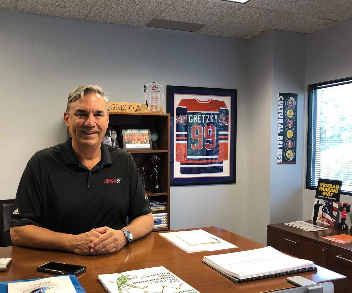 Tom Greco, the president and CEO of Advance Auto Parts, in his office on Millbrook Road in Raleigh on Monday, Aug. 26, 2019.