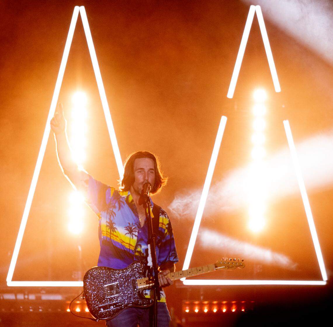 Country music star Jake Owen performs in concert at Raleigh, N.C.’s Red Hat Amphitheater, Thursday night, July 20, 2023.