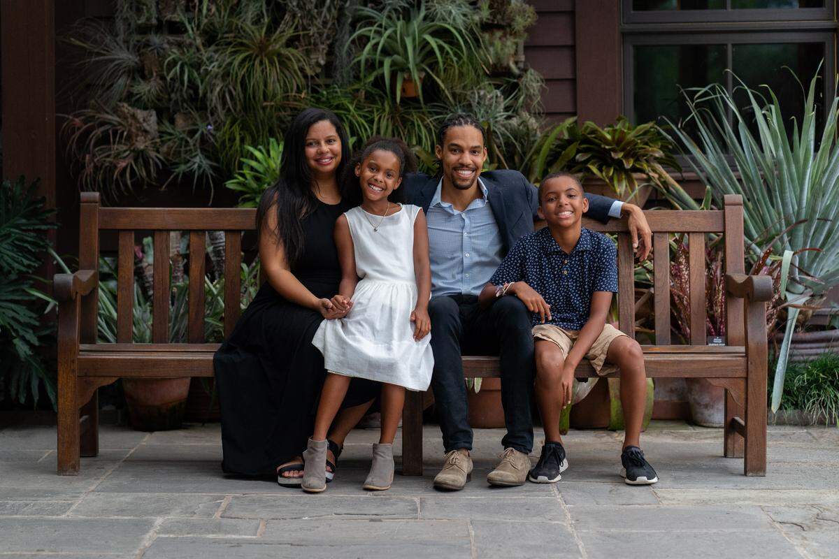 Pierce Freelon, center, lives in Durham with his wife,&nbsp;Kathryn,&nbsp; ​and their two young children, Stella and Justice.