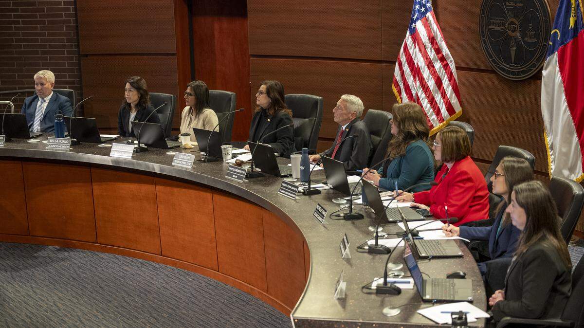 The Cary Town Council convenes at Cary Town Hall on Thursday, Dec. 11, 2025.