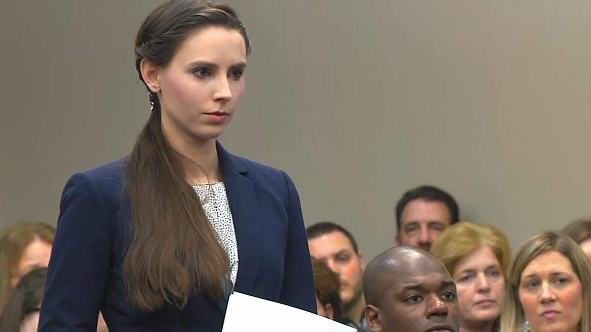  Rachel Denhollander, the first woman to publicly accuse Larry Nassar, the former Michigan State University and USA Gymnastics doctor, of sexual assault. 