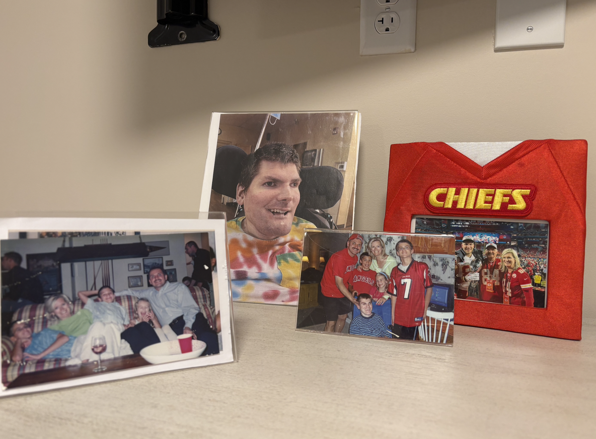 Tommy Watson’s photo collection in his new room at TLC in Raleigh.