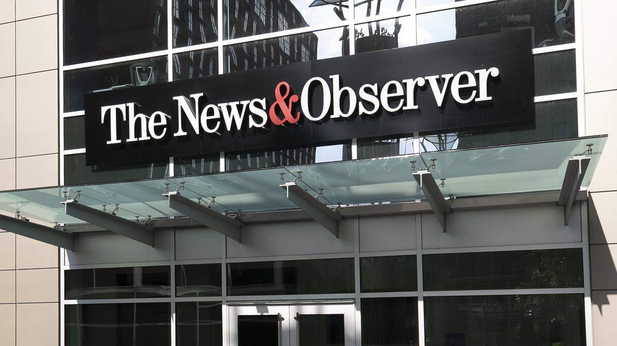 The front of the The News & Observer office at 421 Fayetteville Street in Raleigh, N.C.