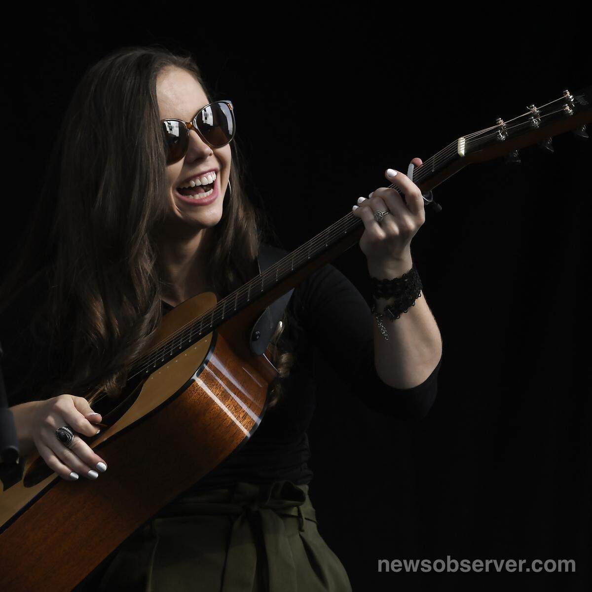 Sierra Hull on guitar instead of her usual mandolin performs at Wide Open Bluegrass in Raleigh, NC Friday Sept. 27, 2019. She’ll perform virtually with Molly Tuttle this year.