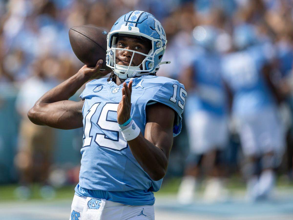 Quarterback Conner Harrell warms up for the Tar Heels’ game against Charlotte on Sept. 7, 2024, at Kenan Stadium. Harrell now plays for the Charlotte 49ers. 