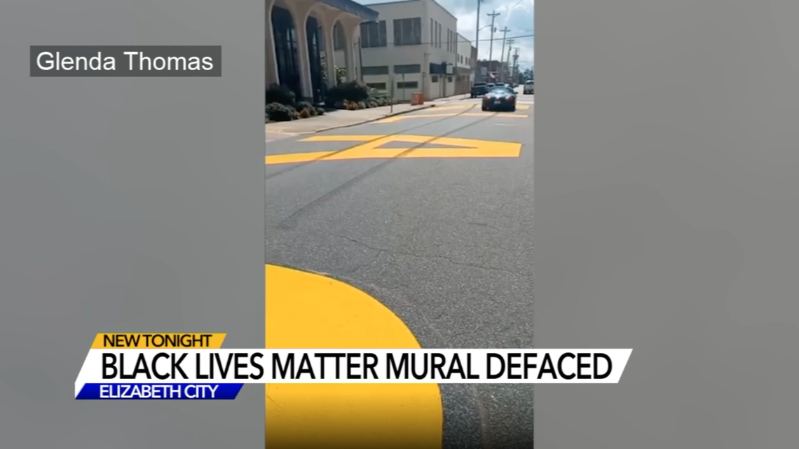 A recently painted Black Lives Matter street art was covered in tire marks in Elizabeth City, North Carolina.