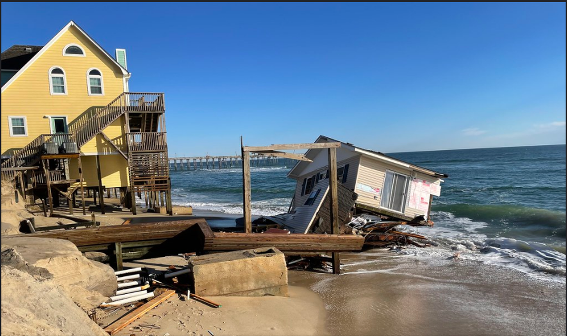 Park rangers are working with Dare County officials on a plan to remove what’s left of the home, officials said.