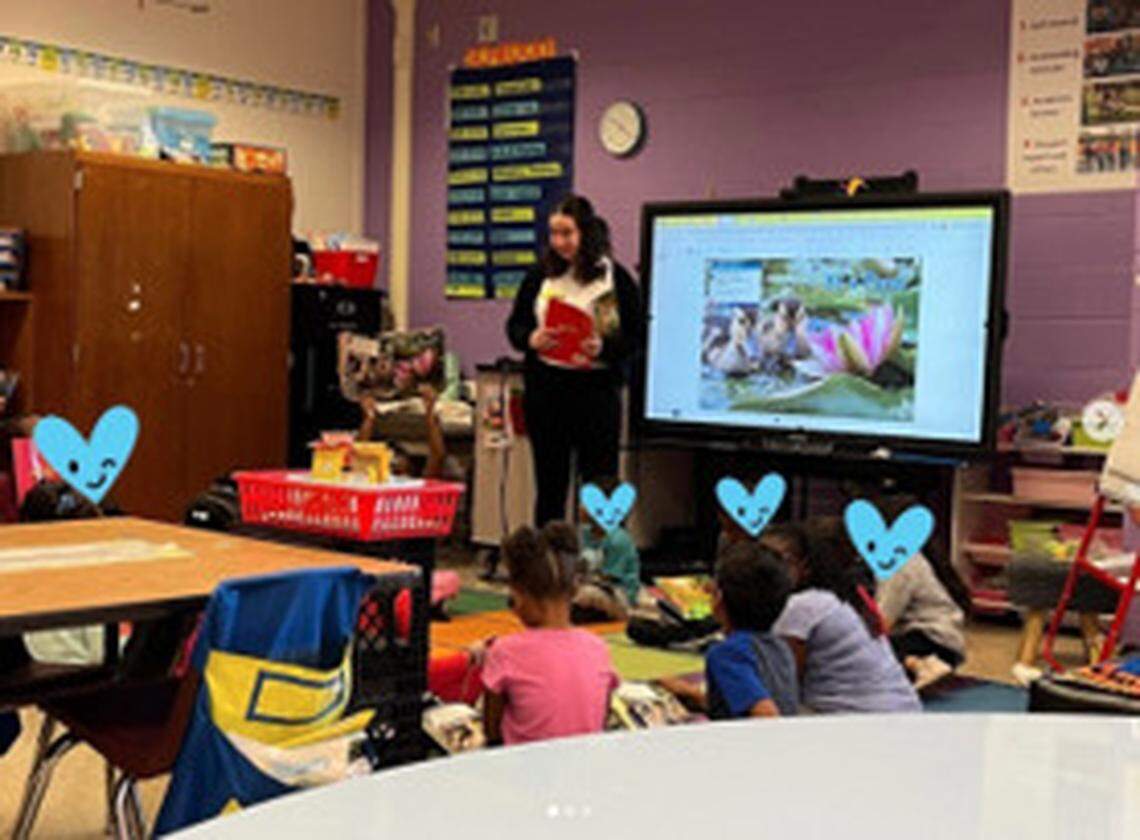 A student in the WS-TEACH program interns at a high-needs school in the Winston-Salem/Forsyth County School System.