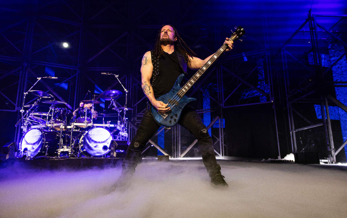 Dark metal band Disturbed in concert at Raleigh, N.C.’s Lenovo Center, April 14, 2025.