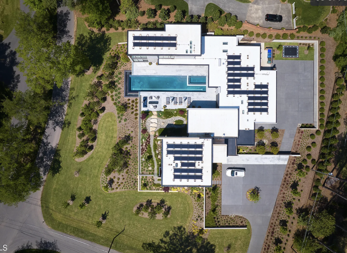 An aerial view of the for-sale estate at 3322 Devon Rd. in Durham.