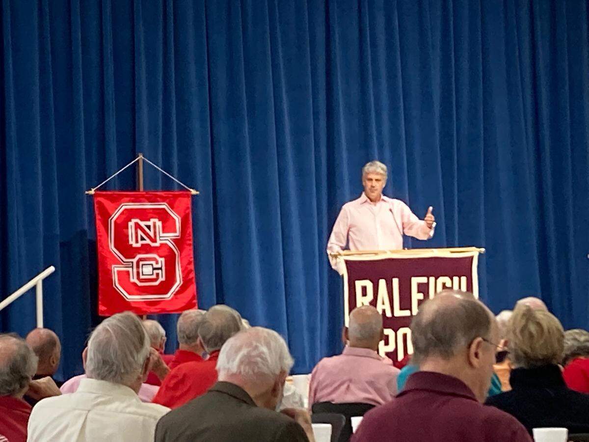 N.C. State athletic director Boo Corrigan was the guest speaker as the Raleigh Sports Club held its first meeting of 2021 on Wednesday, Sept. 8 in Raleigh.