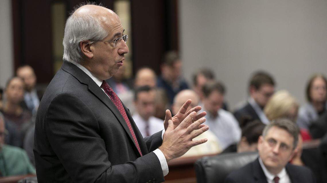 Attorney David B. Freedman makes an argument during a hearing on Mark E. Harris v. N.C. State Board of Elections on Jan. 22, 2019 in Superior Court in Raleigh. Freedman died Friday of complications of COVID-19.