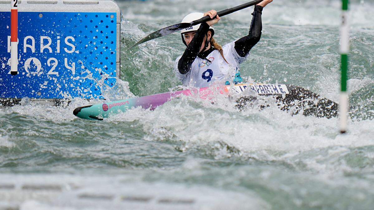 Jul 31, 2024; Vaires-sur-Marne, France; Evy Leibfarth of Team United States during the Paris 2024 Olympic Summer Games at Vaires-sur-Marne Nautical Stadium.