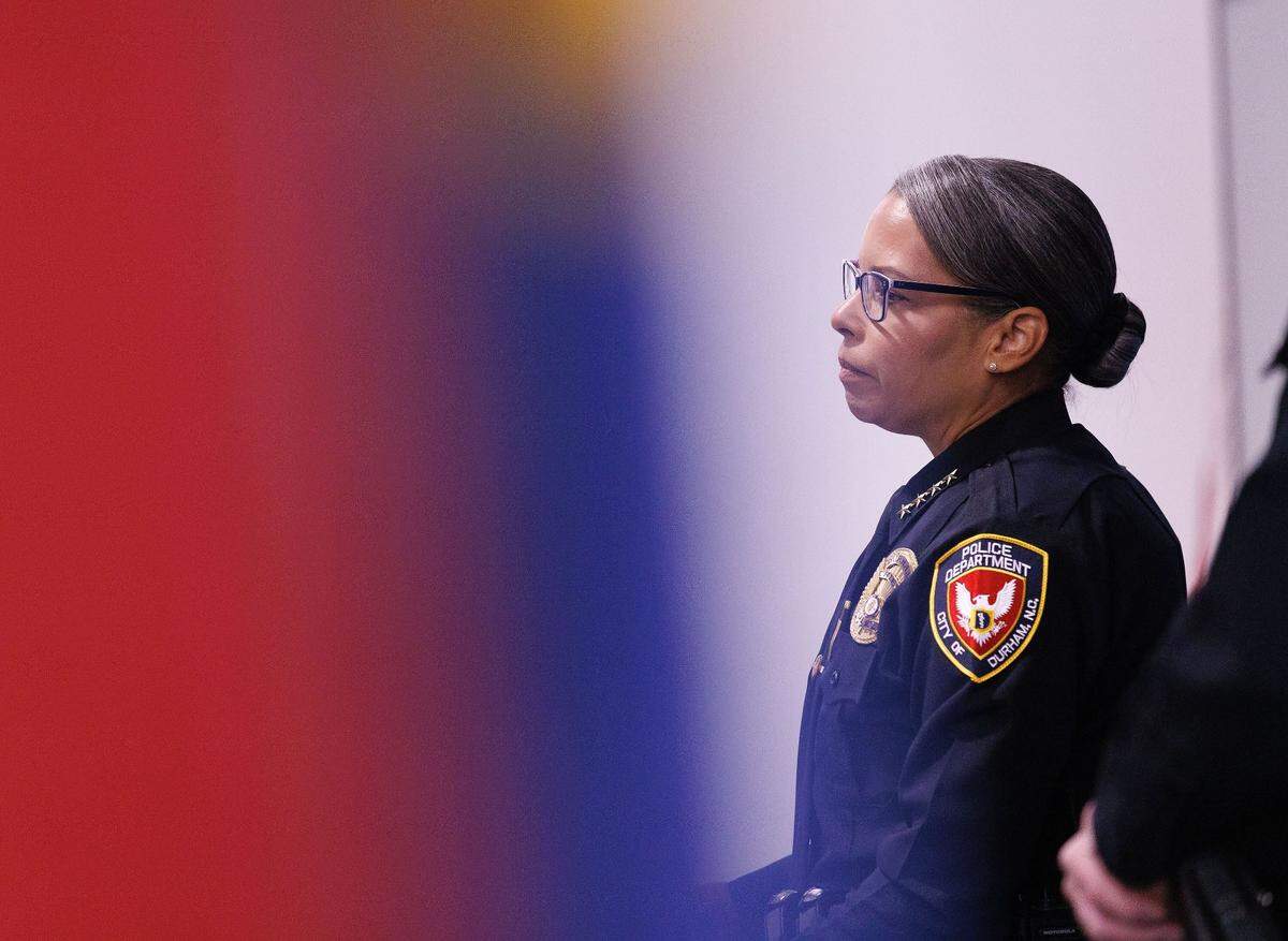 Durham Police Chief Patrice Andrews speaks to the media Thursday, Nov. 21, 2024, about a Sunday officer-involved shooting of a 16-year-old.