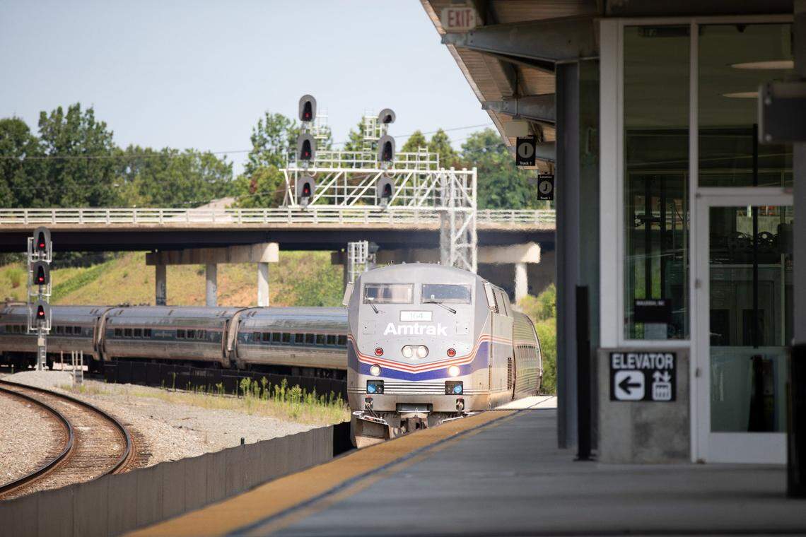 A train arrives to Union Station in Raleigh on Tuesday, July 11, 2023.
