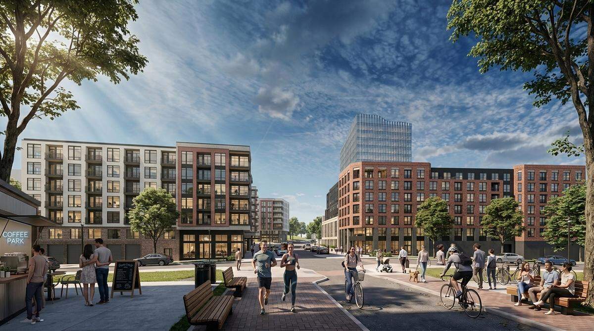 A rendering of the first phase of Raleigh’s North Hills Innovation District expansion project.