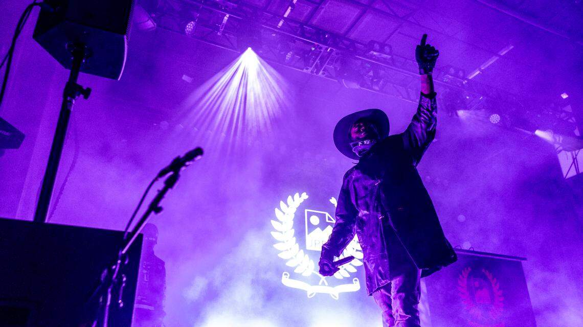 JPEGMAFIA performs at Moore Square during the Hopscotch Music Festival in Raleigh on Thursday, Sept 6, 2024.