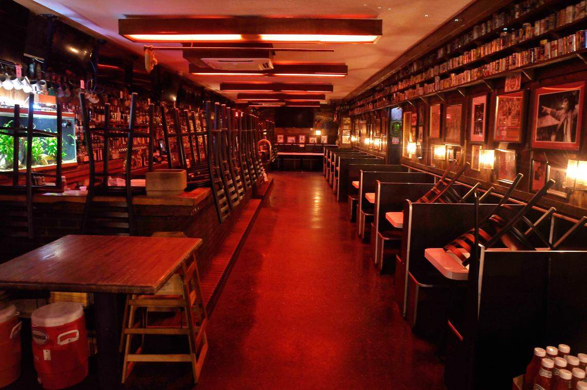 The unusual scene from The Player’s Retreat, a popular bar and restaurant near the NC State campus in Raleigh, at about 8pm Friday night, March 20, 2020. The “PR” would normally be crowded with loyal patrons, but was closed at that hour due to COVID-19.