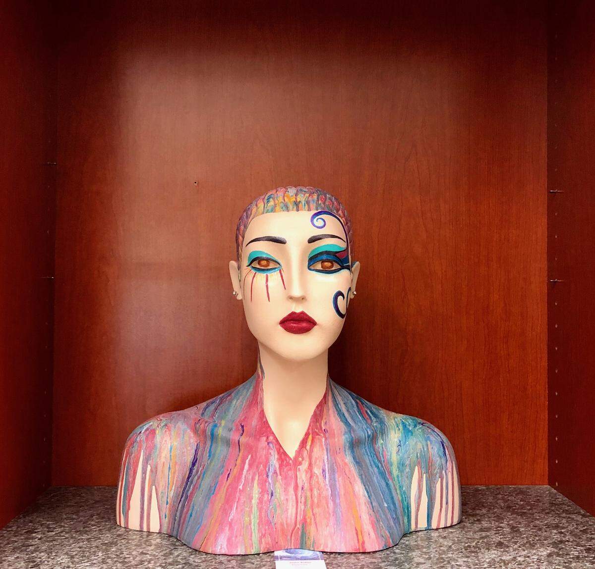 A former mannequin head that has become an art piece inside the co-working space Vibe in Cary. Members of the co-working community named the mannequin Sheba.