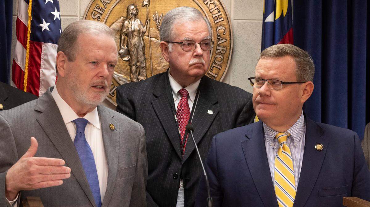 Senate leader Phil Berger and House Speaker Tim Moore speak to reporters at a press conference at the General Assembly. NC lawmakers adjourned without taking up bills on medical marijuana, immigration, ICE and school vouchers.