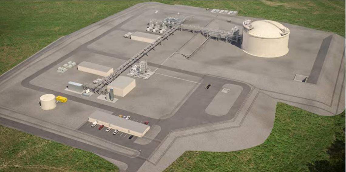 This rendering shows Dominion’s proposed Moriah Energy Center, a facility in Rougemont where the company will cool and then store natural gas. Person County Commissioners granted the facility a key zoning decision on Monday.