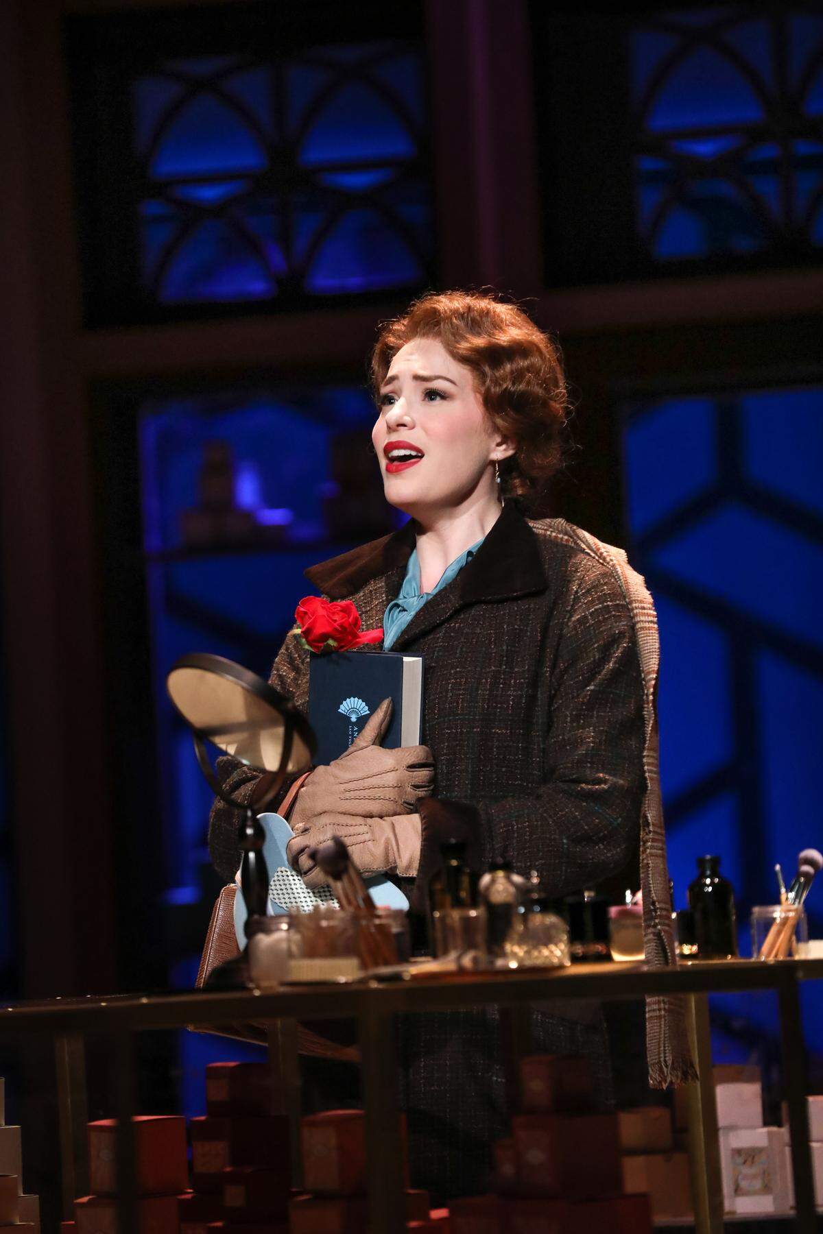 Jenny Latimer is Amalia  in “She Loves Me” at PlayMakers Repertory Company.  The Broadway musical adaptation popped up in 1963, and again in 1993 and 2016 revivals. The story was perhaps most famously reshuffled into the 1998 film “You’ve Got Mail” with Tom Hanks and Meg Ryan.  It runs through Dec. 9.