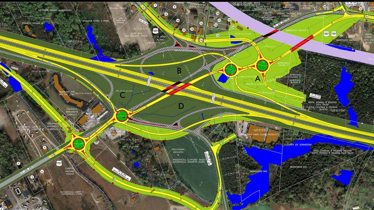 The N.C. Department of Transportation plans to overhaul the interchange where U.S. 301, U.S. 701, N.C. 96 and Devils Racetrack Road meet Interstate 95 near Four Oaks.