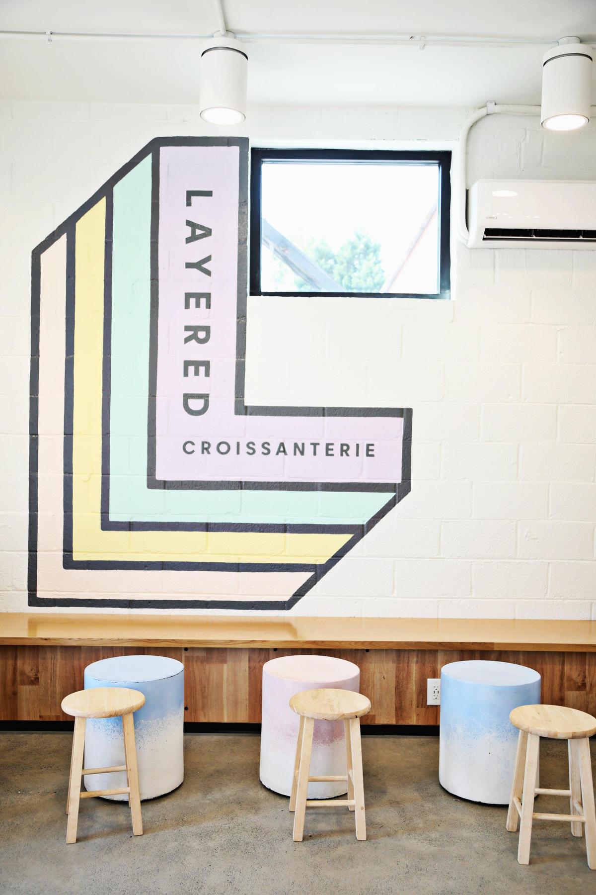 Layered Croissanterie owner/baker Kawsar Chavez’s husband and partner, Mark, designed the sleekly contemporary space.