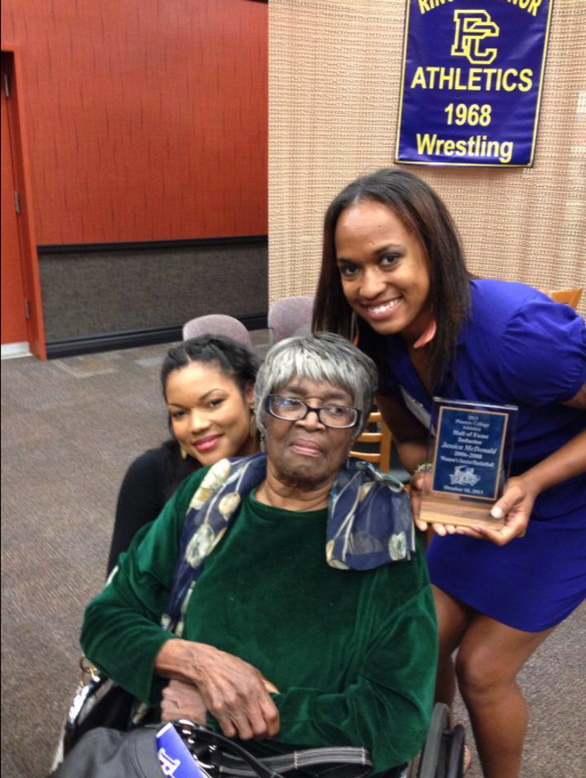 Jessica McDonald, right, with her grandmother, Abbie McDonald, sitting.