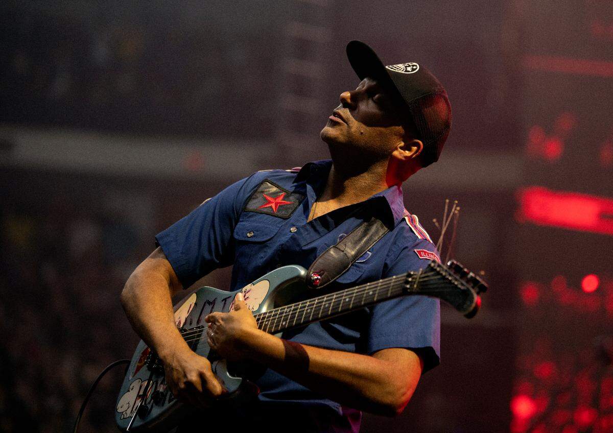 Rage Against the Machine’s Tom Morello in concert, Sunday night, July 31, 2022 at Raleigh, N.C.’s PNC Arena.