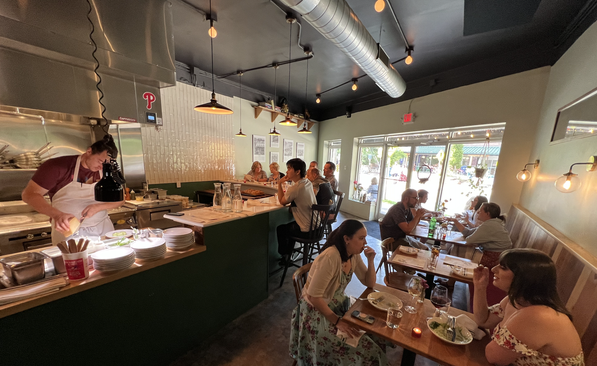 Tesoro in Carrboro, NC, opened in late 2021, tucked away at 110 E. Weaver St. It’s little more than a hole in the wall: open kitchen, polished concrete floors, one long banquette. 