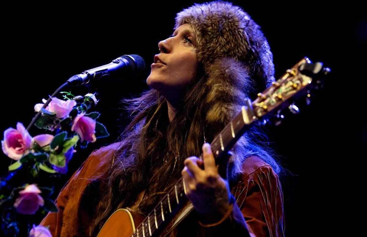 Sierra Ferrell opens for Nathaniel Rateliff and The Night Sweats in concert at Raleigh, N.C.’s Red Hat Amphitheater, Wednesday night, Sept. 27, 2023.