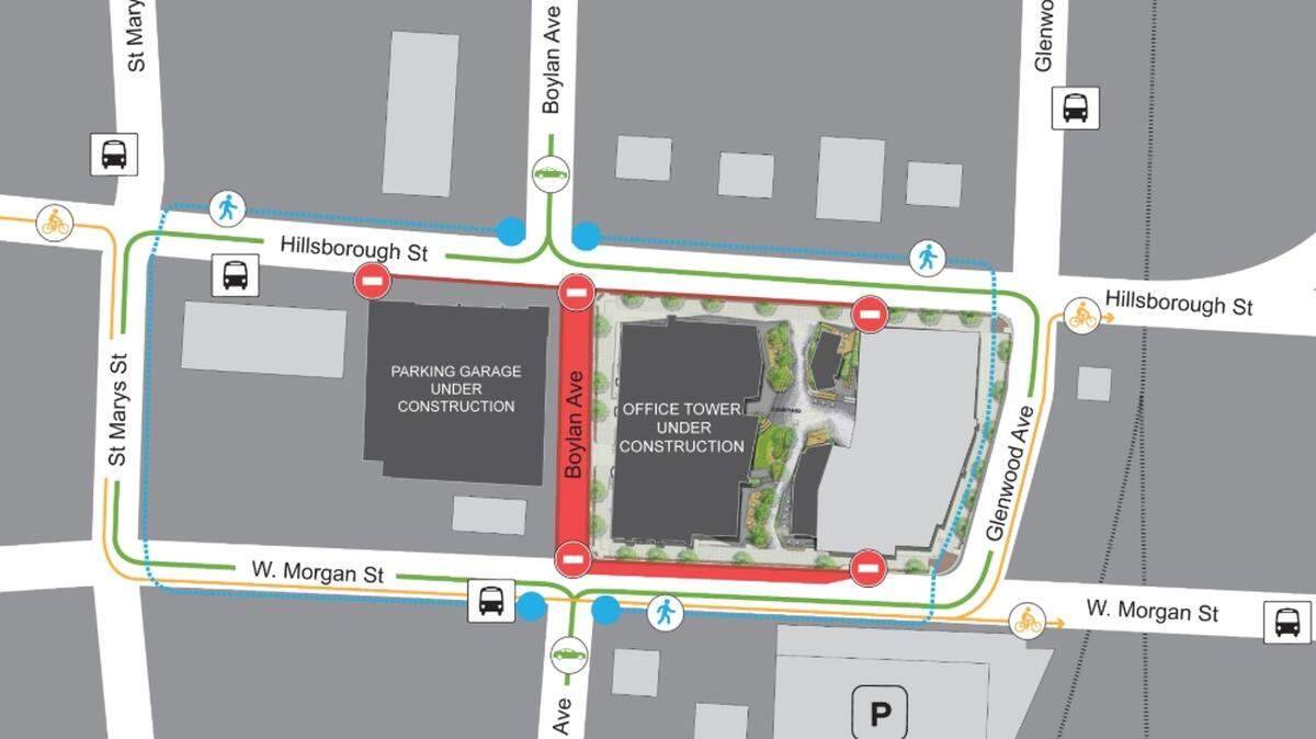 One block of South Boylan Avenue, between Hillsborough and Morgan streets, will be closed for more than a year starting Monday.