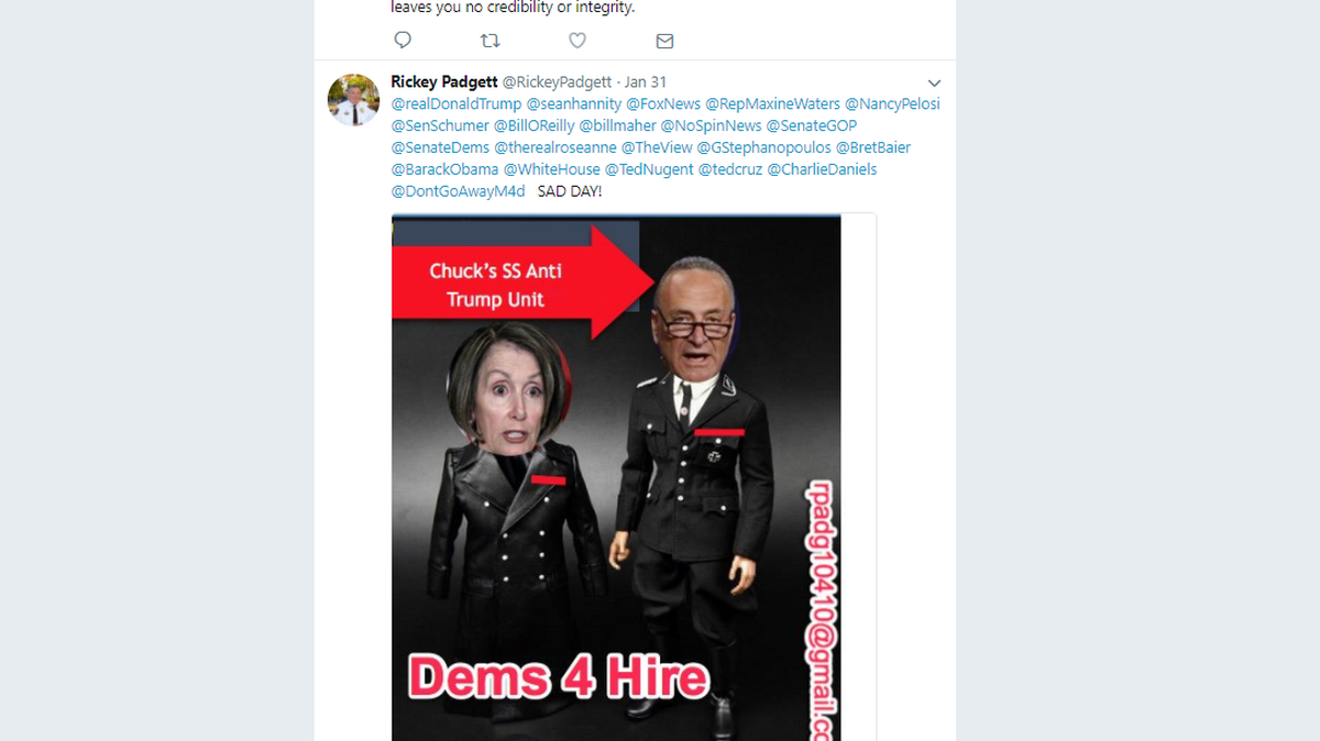 A tweet by @RickeyPadgett on Jan. 31, 2018.